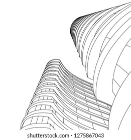 architecture abstract, 3d illustration