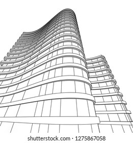 architecture abstract, 3d illustration