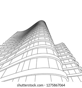 architecture abstract, 3d illustration