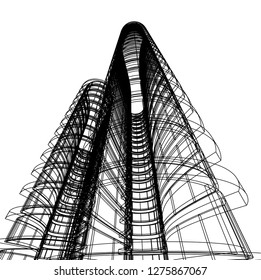 architecture abstract, 3d illustration