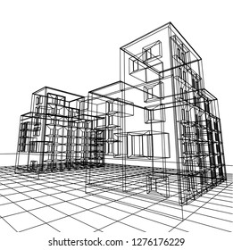 architecture abstract, 3d illustration
