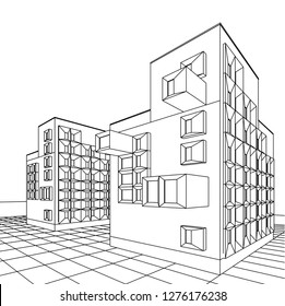 architecture abstract, 3d illustration