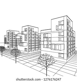 architecture abstract, 3d illustration