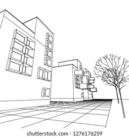 architecture abstract, 3d illustration