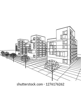 architecture abstract, 3d illustration