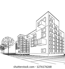 architecture abstract, 3d illustration