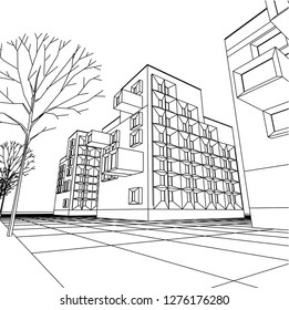 architecture abstract, 3d illustration
