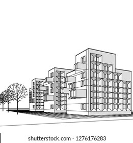 architecture abstract, 3d illustration