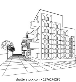 architecture abstract, 3d illustration