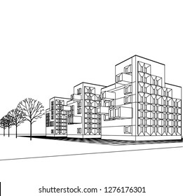architecture abstract, 3d illustration