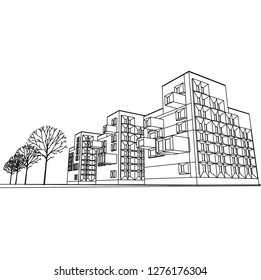 architecture abstract, 3d illustration