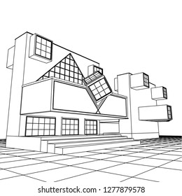 architecture abstract, 3d illustration