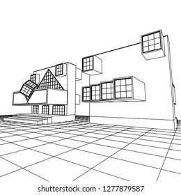 architecture abstract, 3d illustration