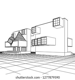 architecture abstract, 3d illustration
