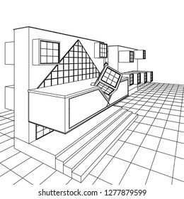 architecture abstract, 3d illustration