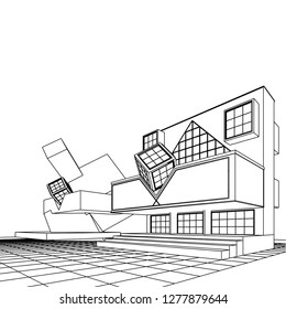 architecture abstract, 3d illustration