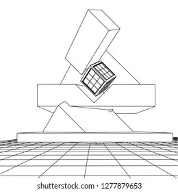 architecture abstract, 3d illustration