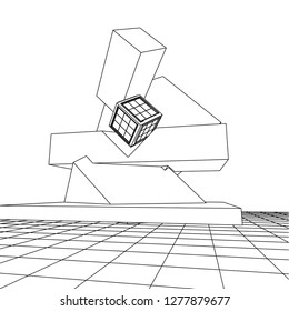 architecture abstract, 3d illustration