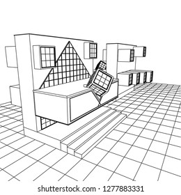 architecture abstract, 3d illustration