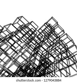 architecture abstract, 3d illustration