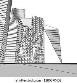 architecture abstract, 3d illustration