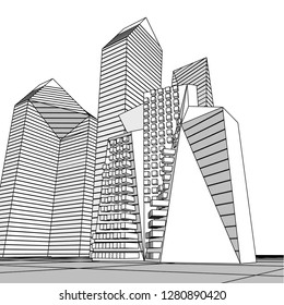 architecture abstract, 3d illustration