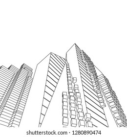 architecture abstract, 3d illustration