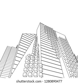 architecture abstract, 3d illustration