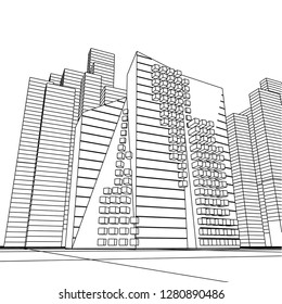 architecture abstract, 3d illustration