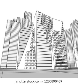 architecture abstract, 3d illustration