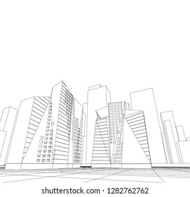 architecture abstract, 3d illustration