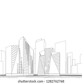 architecture abstract, 3d illustration