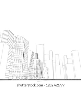 architecture abstract, 3d illustration