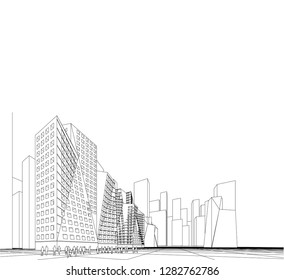 architecture abstract, 3d illustration