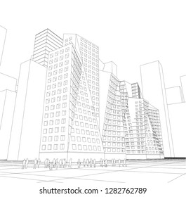 architecture abstract, 3d illustration