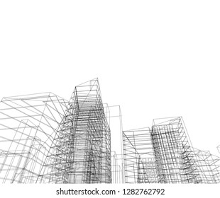 architecture abstract, 3d illustration