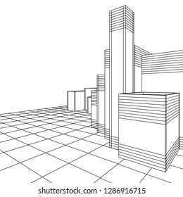architecture abstract, 3d illustration