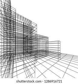 architecture abstract, 3d illustration