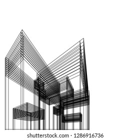 architecture abstract, 3d illustration