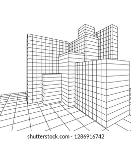 architecture abstract, 3d illustration