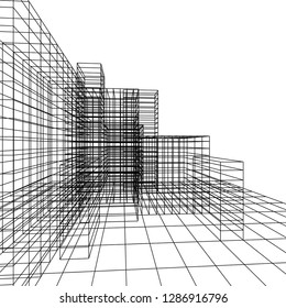 architecture abstract, 3d illustration