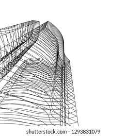 architecture abstract, 3d illustration