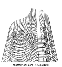 architecture abstract, 3d illustration