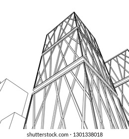 architecture abstract, 3d illustration