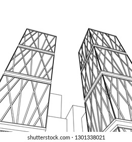 architecture abstract, 3d illustration