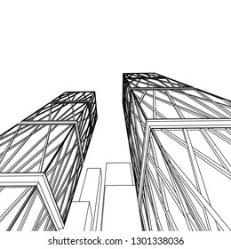 architecture abstract, 3d illustration