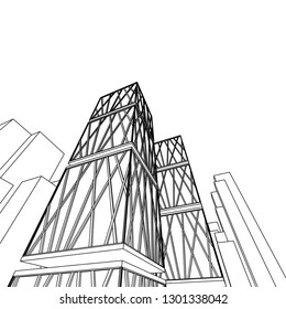 architecture abstract, 3d illustration