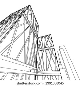 architecture abstract, 3d illustration