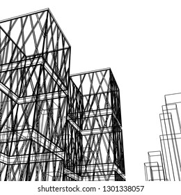 architecture abstract, 3d illustration