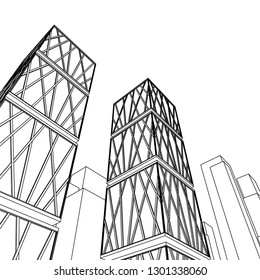 architecture abstract, 3d illustration